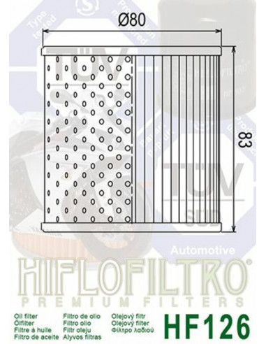 Filtre à huile HIFLOFILTRO - HF126