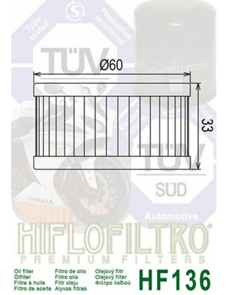 Filtre à huile HIFLOFILTRO - HF136