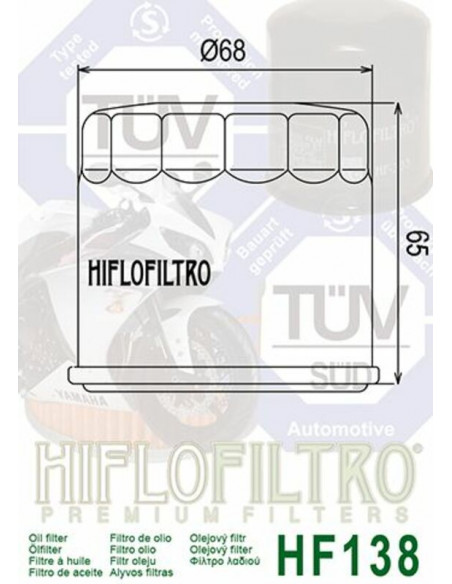 Filtre à huile HIFLOFILTRO Noir brillant - HF138