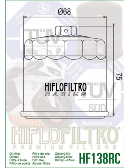 Filtre à huile HIFLOFILTRO Racing - HF138RC