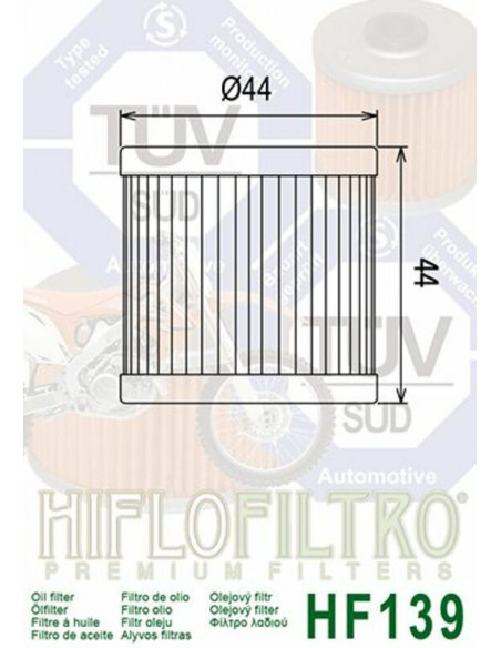 Filtre à huile HIFLOFILTRO - HF139