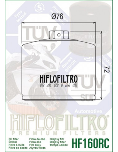 Filtre à huile HIFLOFILTRO Racing - HF160RC