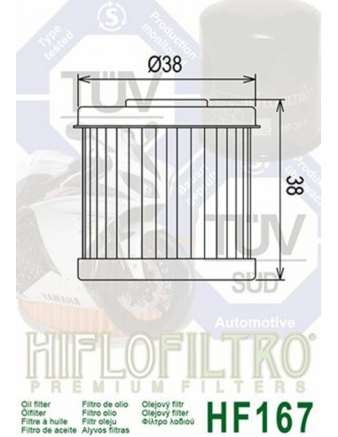 Filtre à huile HIFLOFILTRO - HF167