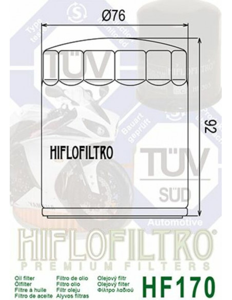 Filtre à huile HIFLOFILTRO Noir brillant - HF170B