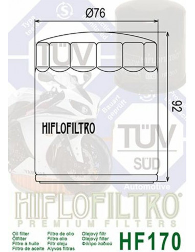 Filtre à huile HIFLOFILTRO Chrome - HF170C