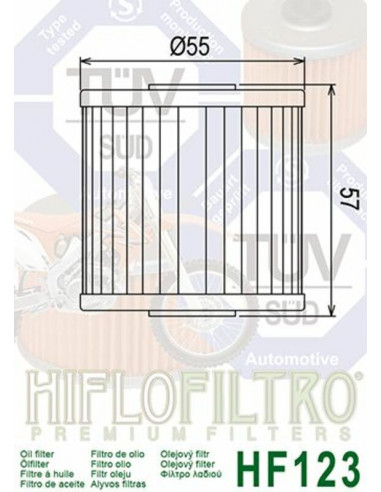 Filtre à huile HIFLOFILTRO - HF123