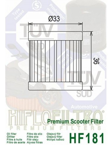 Filtre à huile HIFLOFILTRO - HF181