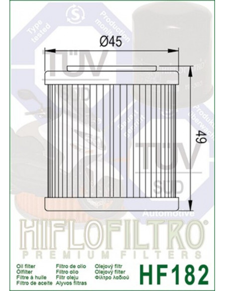 Filtre à huile HIFLOFILTRO - HF182 Piaggio