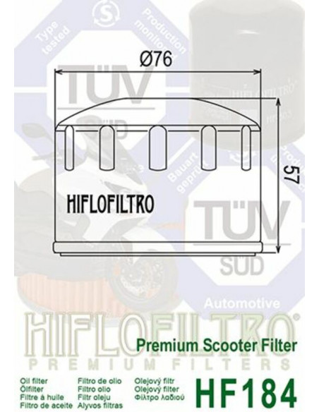 Filtre à huile HIFLOFILTRO - HF184