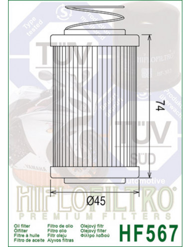 Filtre à huile HIFLOFILTRO - HF567 MV Agusta