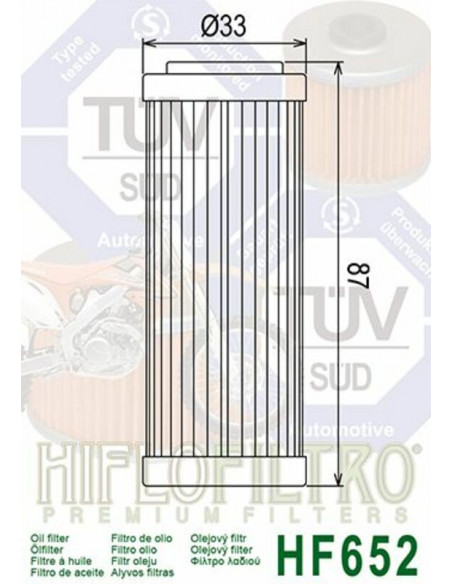 Filtre à huile HIFLOFILTRO - HF652