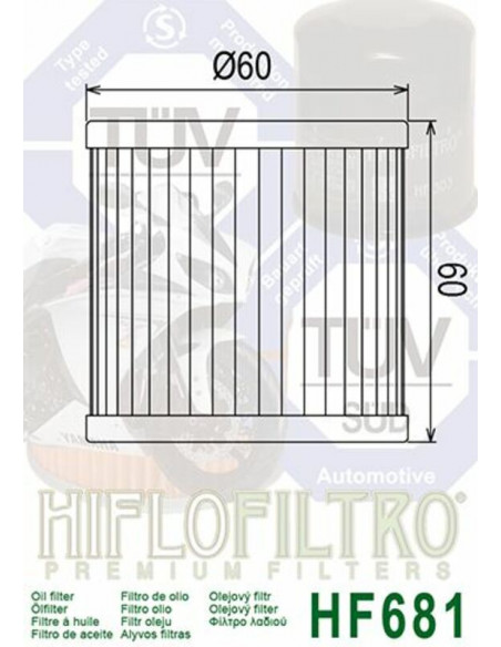 Filtre à huile HIFLOFILTRO - HF681 Hyosung