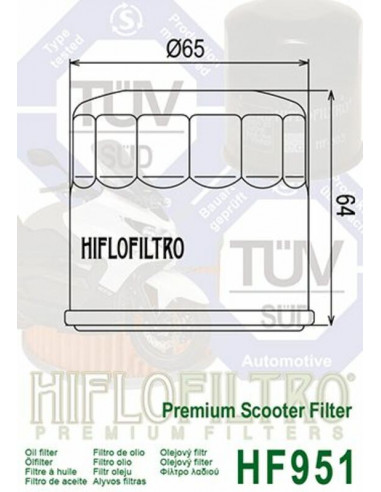 Filtre à huile HIFLOFILTRO - HF951
