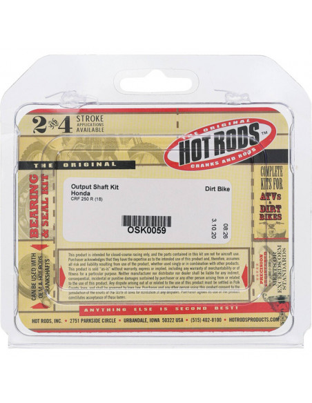 Kit reconditionnement arbre de sortie de boîte HOT RODS - Honda CRF 250 R / RX