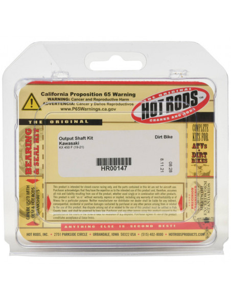 Kit reconditionnement arbre de sortie de boîte HOT RODS - Kawasaki KX 450 F
