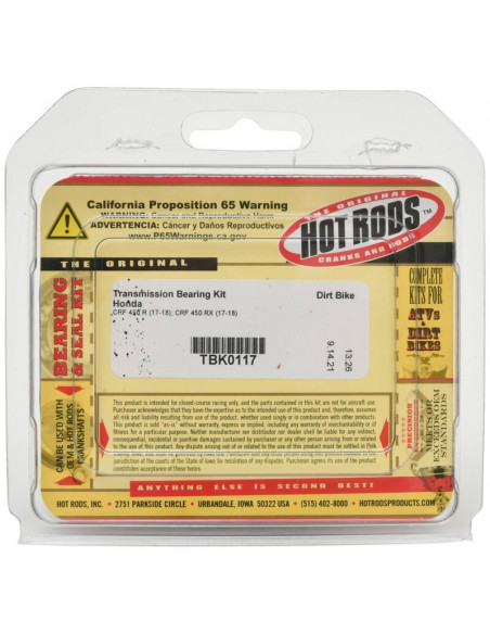 Kit roulements boîte de vitesse HOT RODS - Honda CRF 450 R / RX