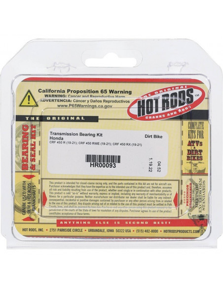 Kit roulements boîte de vitesse HOT RODS- Honda CRF 450 R / RWE / RX