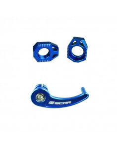 Kit tendeur de chaîne + tire-axe arrière SCAR bleu - Sherco
