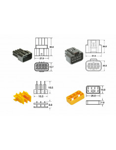 Jeu de connectiques 8 voies Série 090 FRKW BIHR type origine - 5 jeux complets