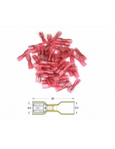 Bout à bout femelle plat à sertir thermo-rétractable BIHR Ø0,5mm²/1,5mm² - 50pcs transparent rouge