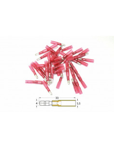 Bout à bout mâle rond à sertir thermo-rétractable BIHR Ø0,5mm²/1,5mm² - 50pcs transparent rouge