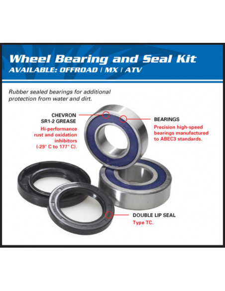 Kit roulements de roue arrière ALL BALLS Suzuki DR350R/DR350SE