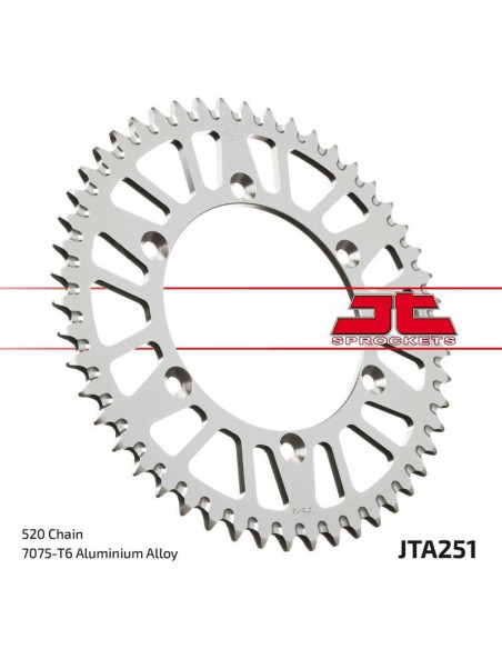 Couronne JT SPROCKETS aluminium ultra-light anti-boue 251 - 520
