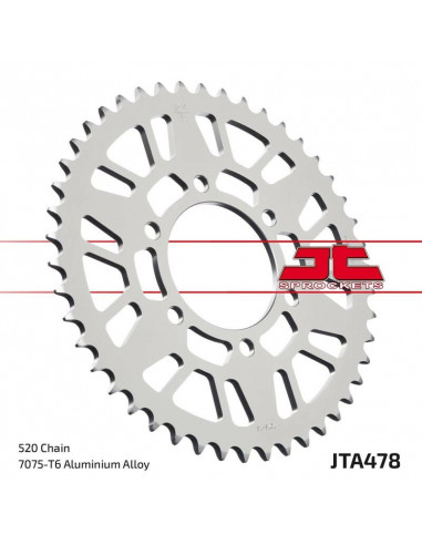 Couronne JT SPROCKETS aluminium ultra-light anti-boue 478 - 520