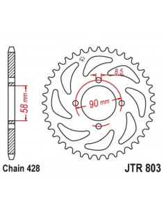 Couronne JT SPROCKETS acier ultra-light anti-boue anodisé dur 803 - 428 2