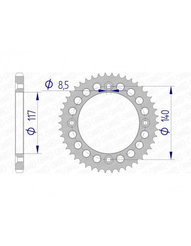 Couronne AFAM aluminium Ultra-Light anodisé dur 13108 - 428