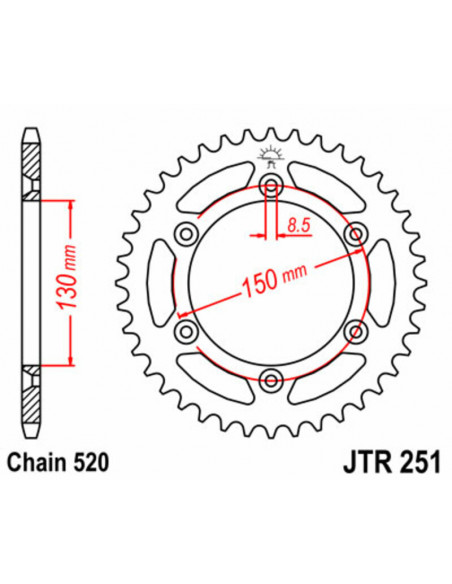 Couronne JT SPROCKETS acier anti-boue 251 - 520