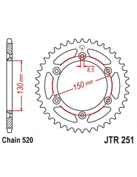 Couronne JT SPROCKETS acier anti-boue 251 - 520
