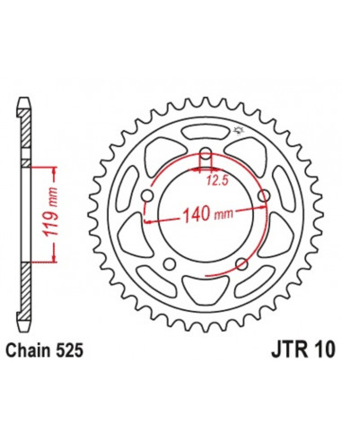 Couronne JT SPROCKETS acier standard 10 - 525