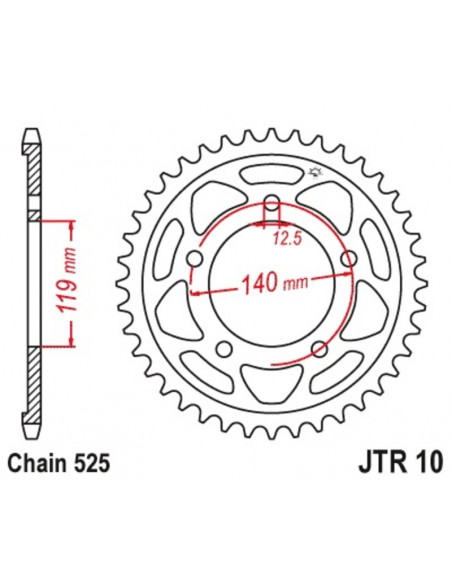 Couronne JT SPROCKETS acier standard 10 - 525