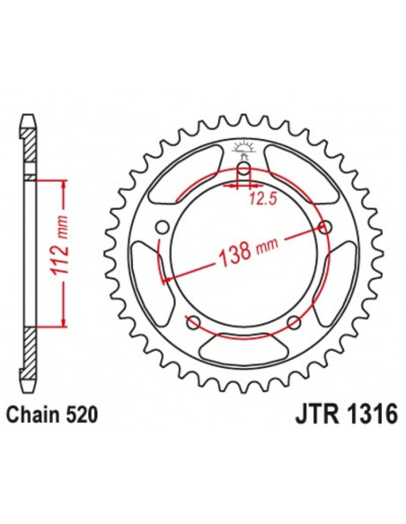 Couronne JT SPROCKETS acier standard 1316 - 520