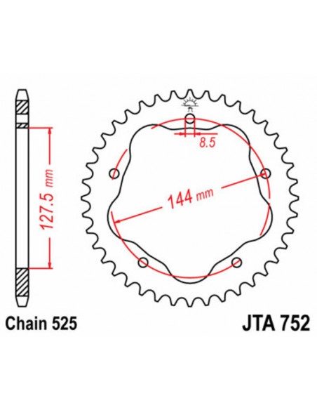 Couronne JT SPROCKETS aluminium 752 - 525