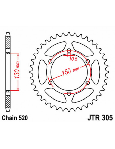 Couronne JT SPROCKETS acier standard 305 - 520