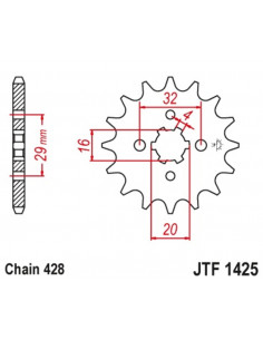 Pignon JT SPROCKETS 14 dents acier standard pas 428 type 1425 2
