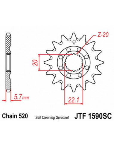 Pignon JT SPROCKETS acier anti-boue 1590 - 520