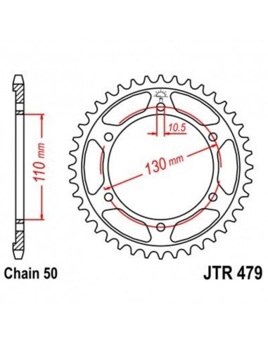 Couronne JT SPROCKETS zinc standard 479 - 530