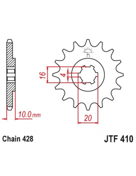 Pignon JT SPROCKETS acier standard 410 - 428