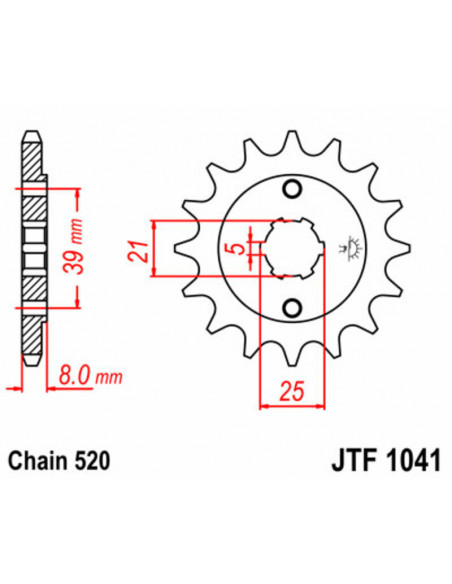 Pignon JT SPROCKETS acier standard 1041 - 520