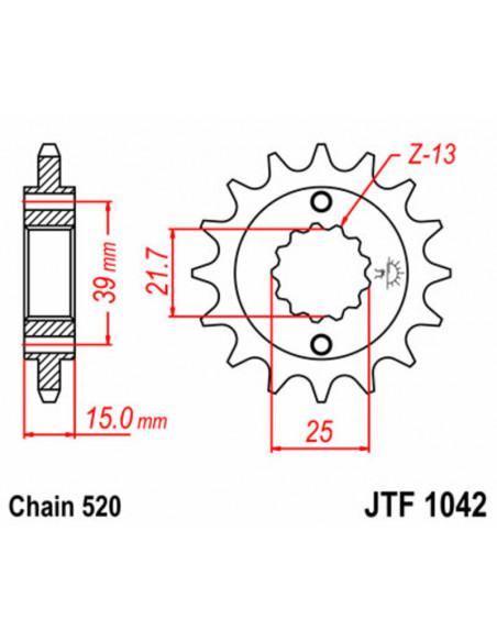 Pignon JT SPROCKETS acier standard 1042 - 520