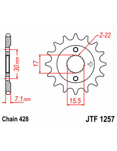 Pignon JT SPROCKETS acier standard 1257 - 428