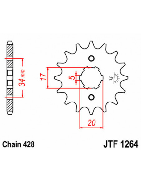 Pignon JT SPROCKETS acier standard 1264 - 428