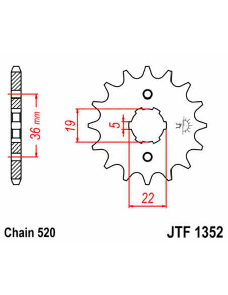 Pignon JT SPROCKETS acier standard 1352 - 520