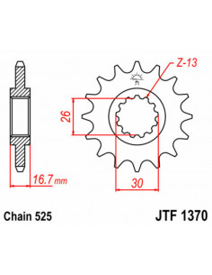 Pignon JT SPROCKETS acier standard 1370 - 525 2