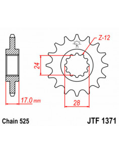 Pignon JT SPROCKETS acier standard 1371 - 525 2