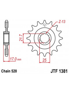 Pignon JT SPROCKETS acier standard 1381 - 520 2
