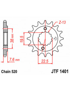 Pignon JT SPROCKETS acier standard 1401 - 520 2